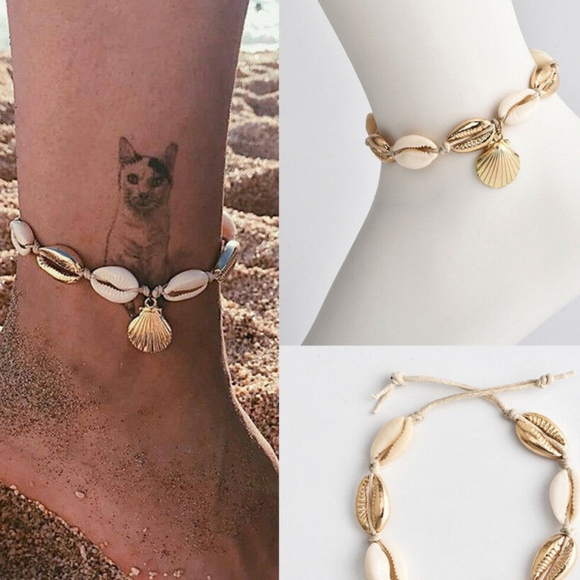 Natural Sea Shell Cord Charm Anklet / Bracelet - Picture 2 of 5